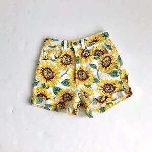 American Apparel Sunflower Floral Denim Shorts Cottagecore Y2K USA 24/25